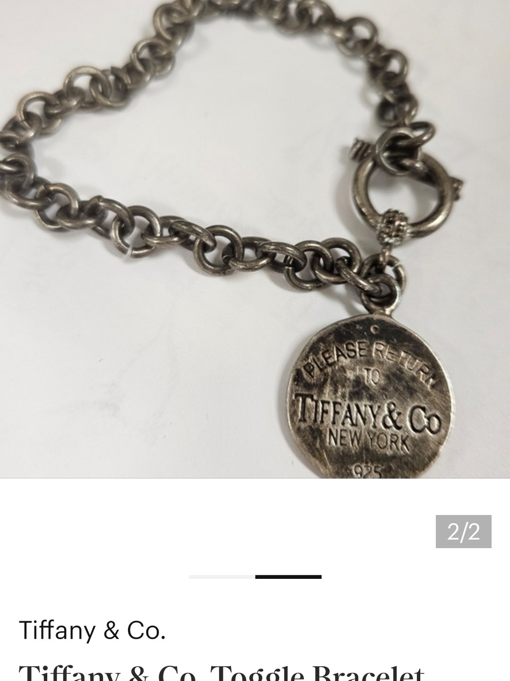 Return To iffany & Co. Sterling Silver Round Tag Toggle Bracelet - 925 Silver